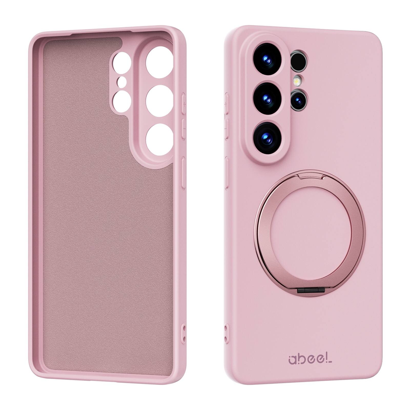 Angle. UUCOVER - For Samsung Galaxy S26 Ultra Case Shockproof Liquid Silicone Compatible with MagSafe 360° Rotating Ring Stand Cover - Pink.