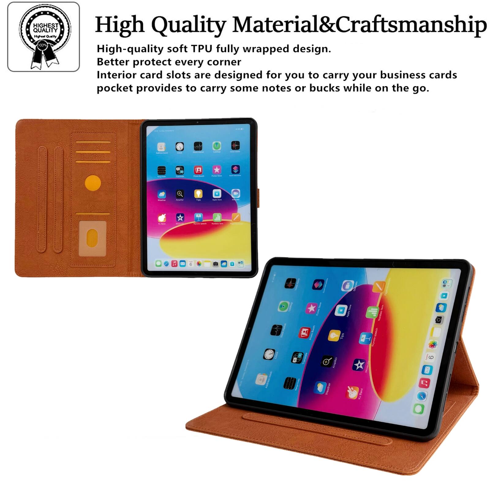 High Quality Material & Craftsmanship

High-quality soft TPU fully wrapped design. Better protect every corner. Interior card slots are designed for you to carry your business cards. Pocket provides to carry some notes or bucks while on the go.