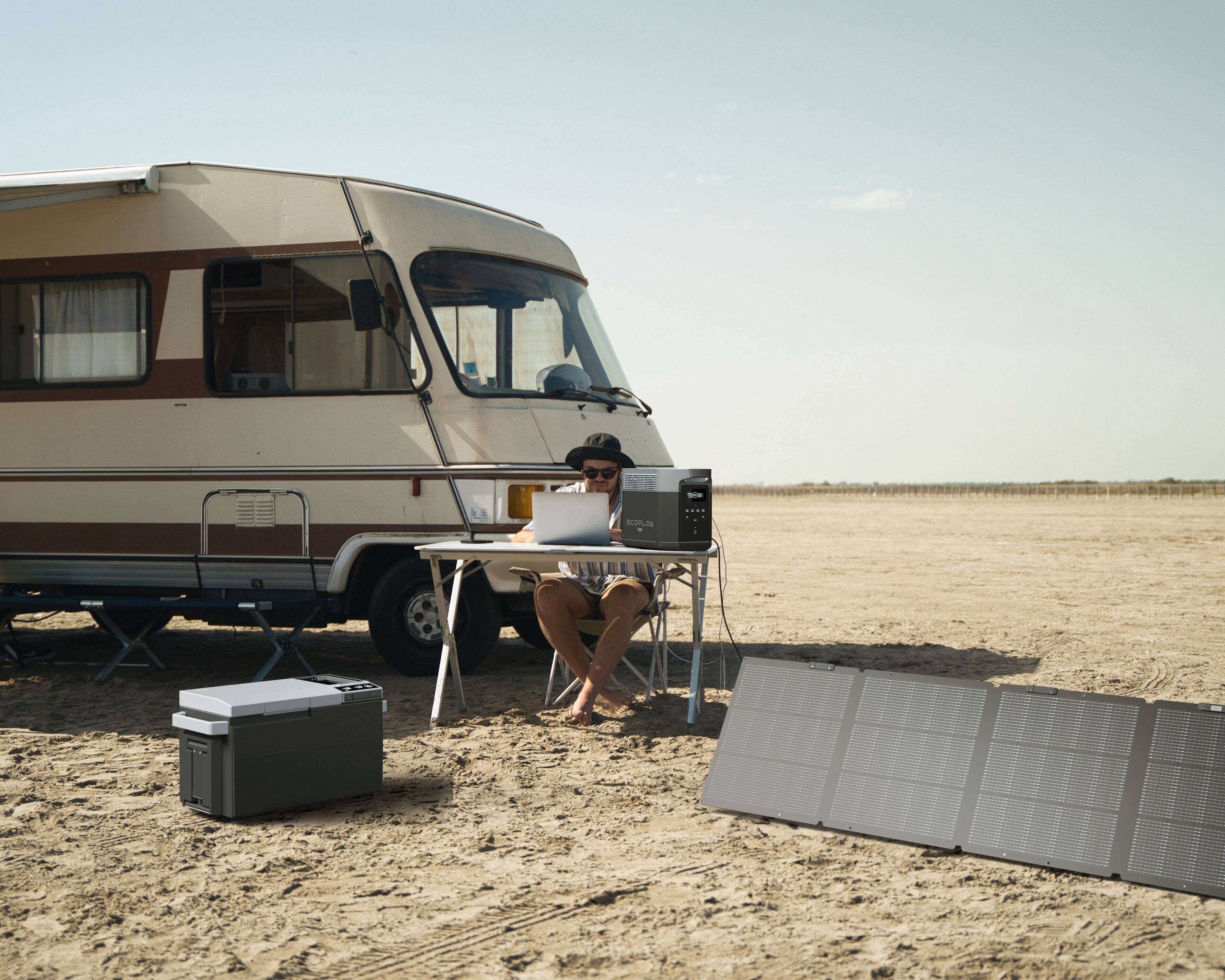 Alt View 23. EcoFlow - NextGen 220W Bifacial Portable Solar Panel - Black.