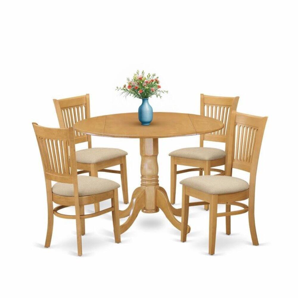 Angle. Starlight Canyon Home - Elegant Brown Oak Dining Room Table Set for 4 - Oak.