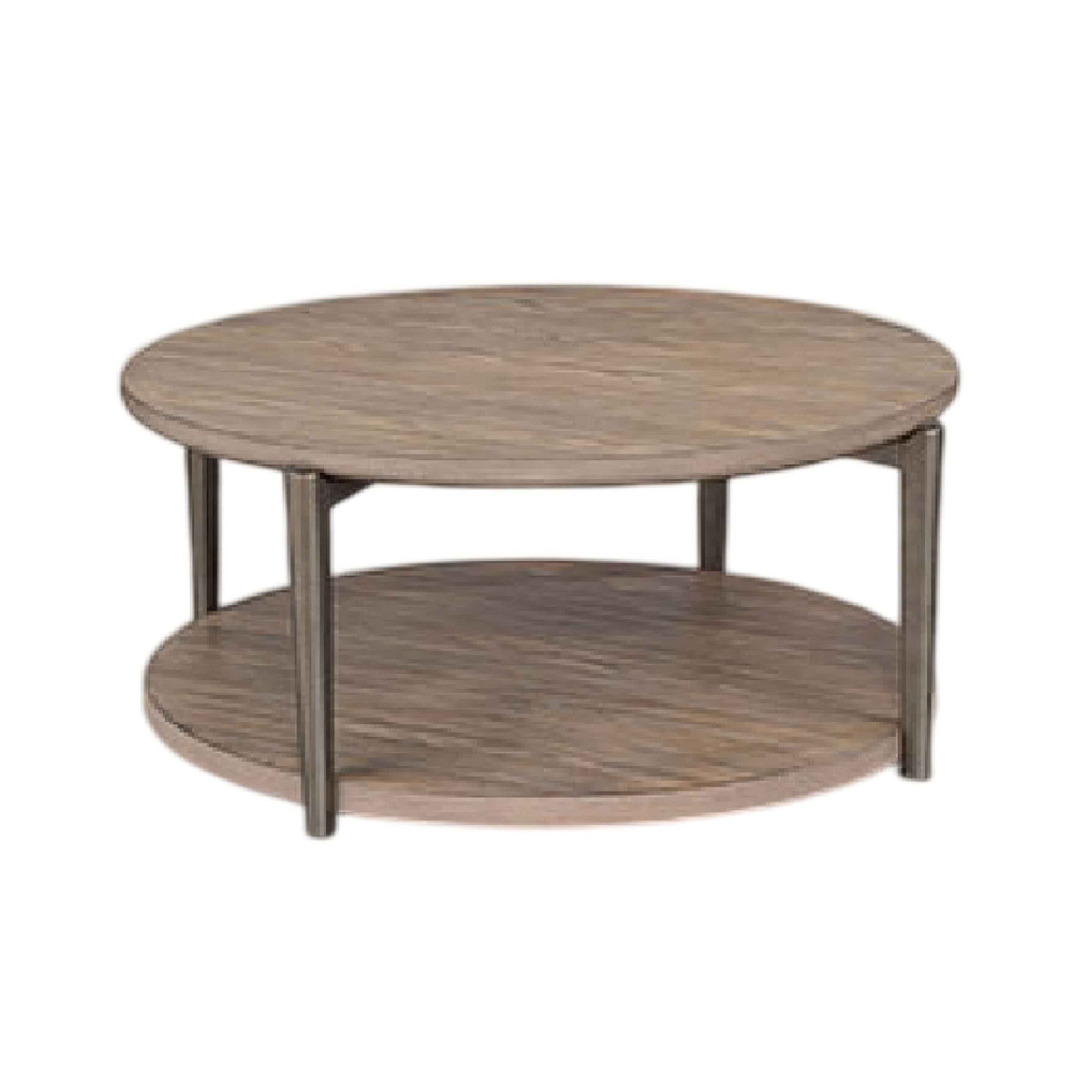 Front. Manhattan Lane - Modern Driftwood Open Shelf Coffee Table - Natural Brown, Bronze.