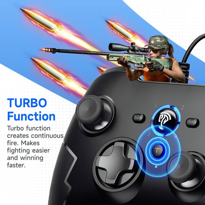 TURBO Function  
Turbo function creates continuous fire. Makes fighting easier and winning faster.