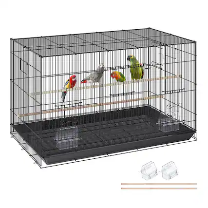 Front. VEVOR - 30 inch Bird Cage, Metal Large Parakeet Cages for Cockatiels Small Parrot Budgies Lovebirds Canaries, Pet Bird Cage.
