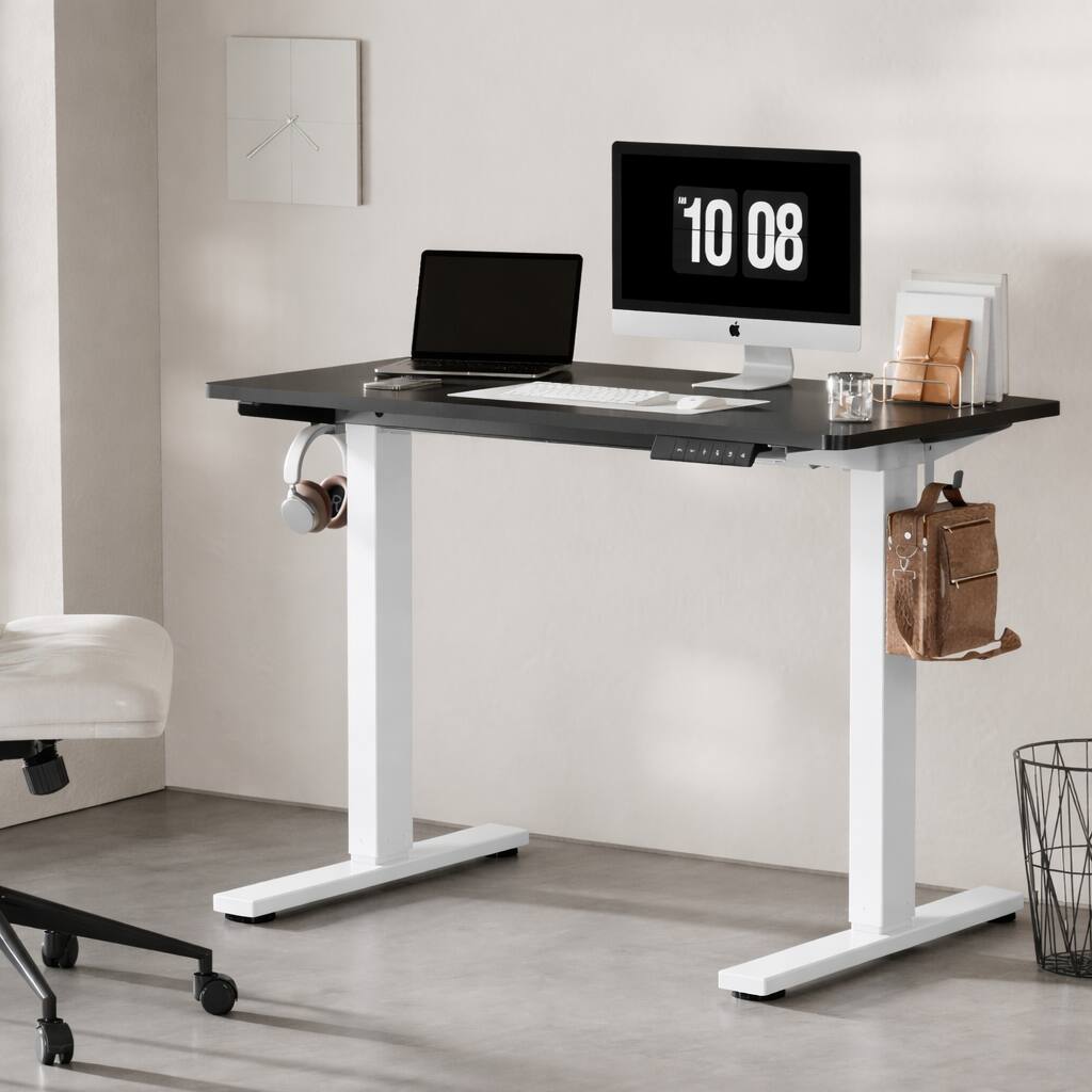 Alt View 2. FlexiSpot - FlexiSpot E2 48''W x 30''D Electric Adjustable Standing Desk Chipboard, Black/White - Black.