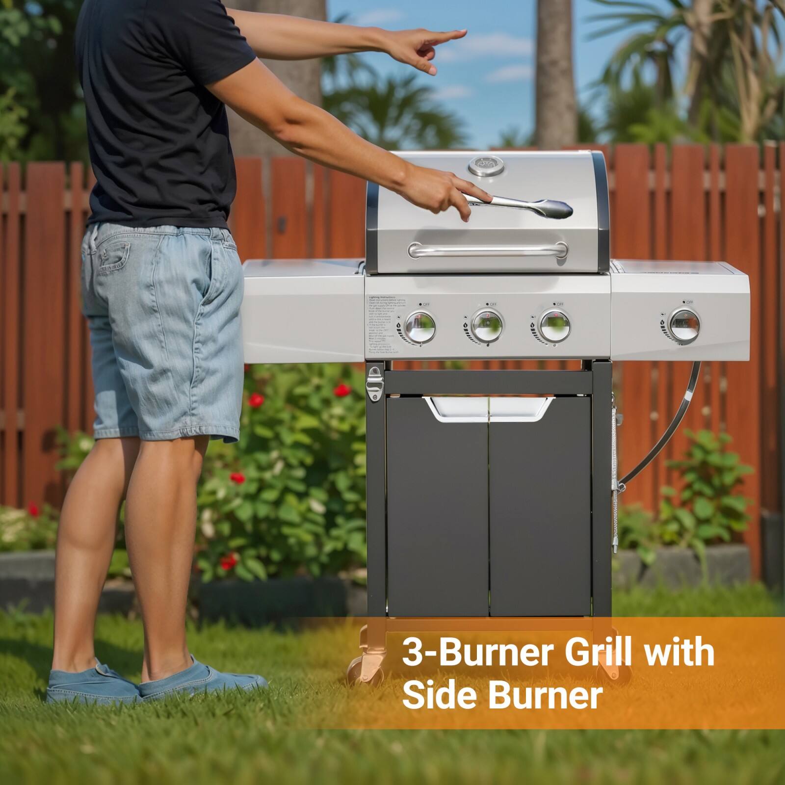 3-Burner Grill with Side Burner