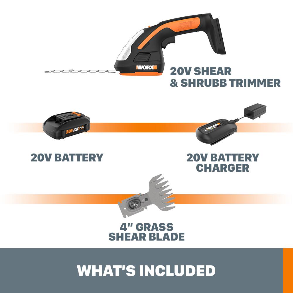 Alt View 14. WORX - 20V Power Share Cordless 8" 2-in-1 Hedge Trimmer - Black.