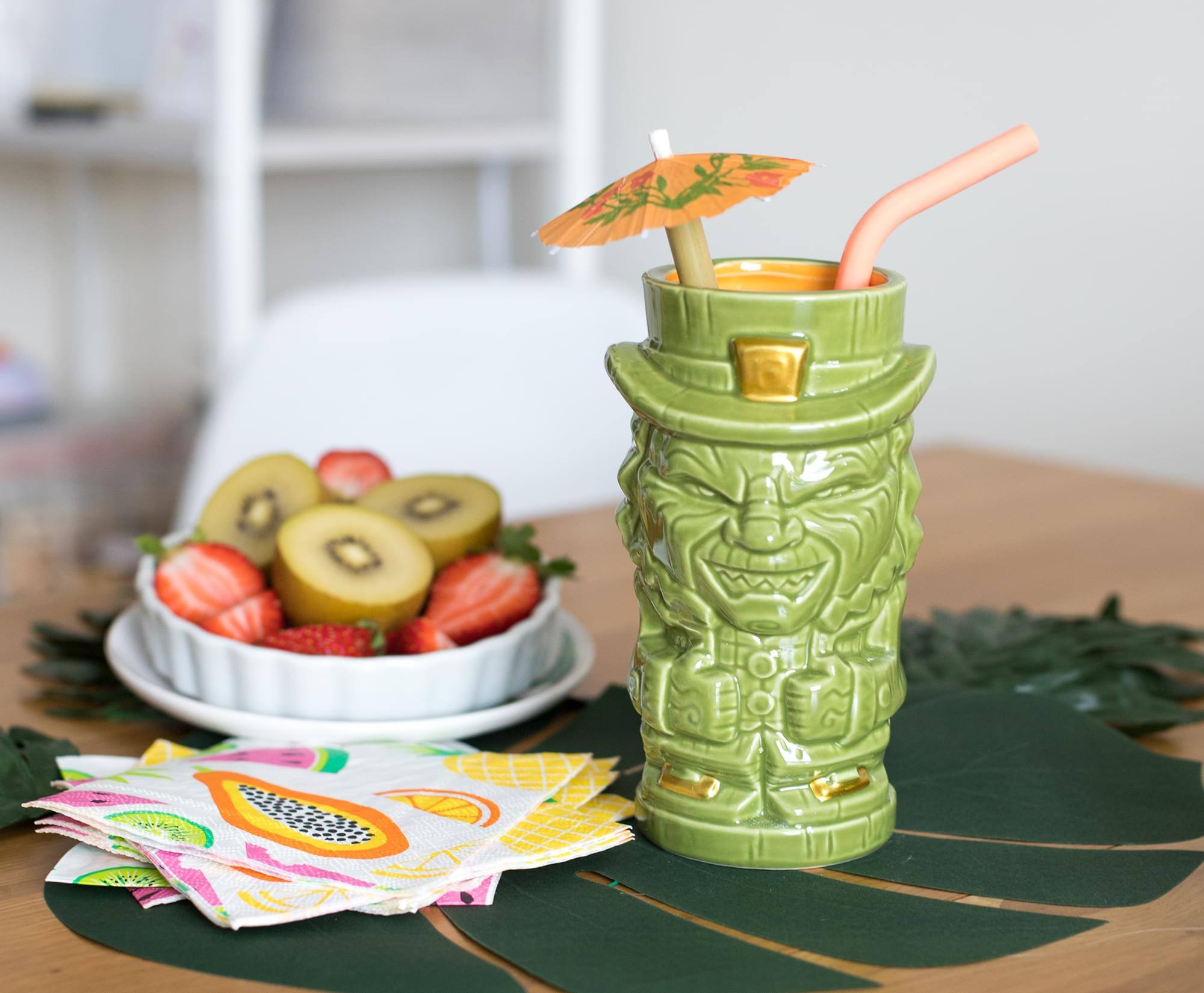 Alt View 2. ThinkGeek - Geeki Tikis Leprechaun Movie Mug | Ceramic Tiki Style Cup | Holds 18 Ounces - Green.