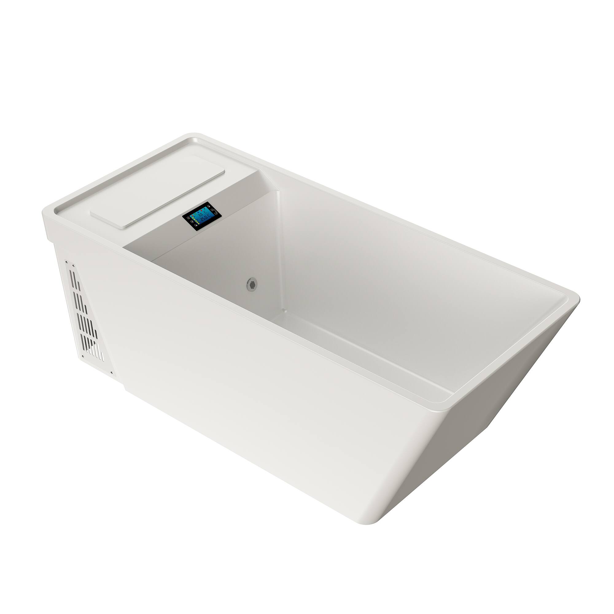 Angle. Empava - All-in-one 78 in. x 31 in. Cold Plunge Bathtub Ice Bath W/ Right Drain - Ozone Sterilization - Chiller - Heater in White - White.