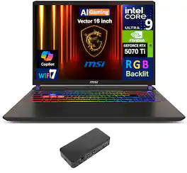 MSI - Vector Laptop 16.0 WQXGA (Intel Ultra 9- 275HX, 64GB DDR5, 4TB PCIe SSD, Win 11 Pro) - Cosmo Gray