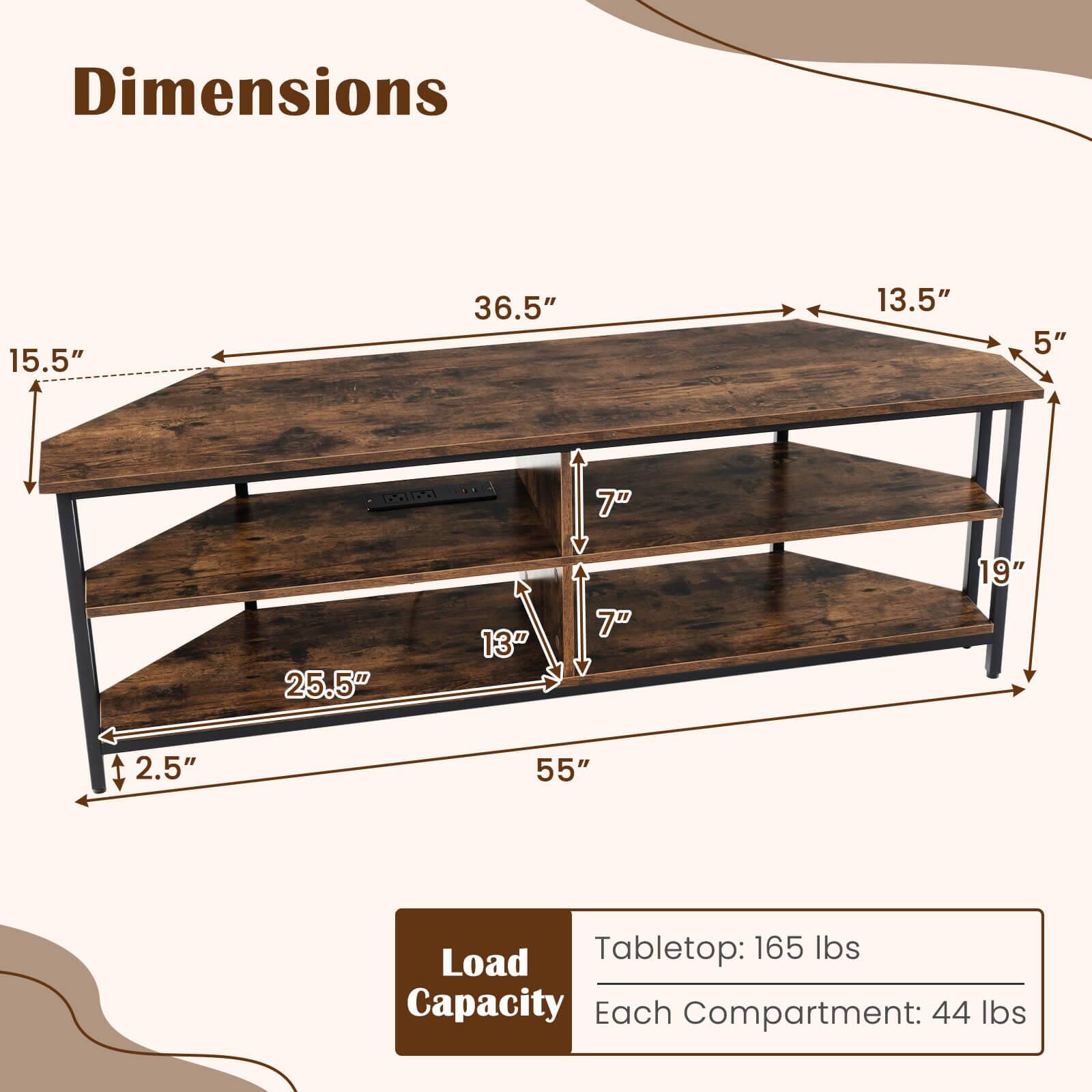 Dimensions: 15.5" x 36.5" x 13.5" x 5"
Load Capacity: 7" x 25.5" x 13" x 7"
Tabletop: 165 lbs
Load Capacity: 44 lbs per compartment