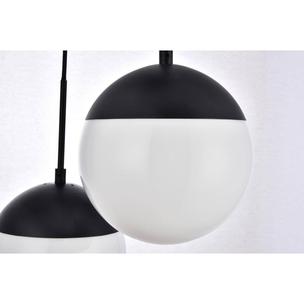 Alt View 1. Living District - Eclipse 3 Lights Black Pendant With Frosted White Glass - Black And Frosted White.