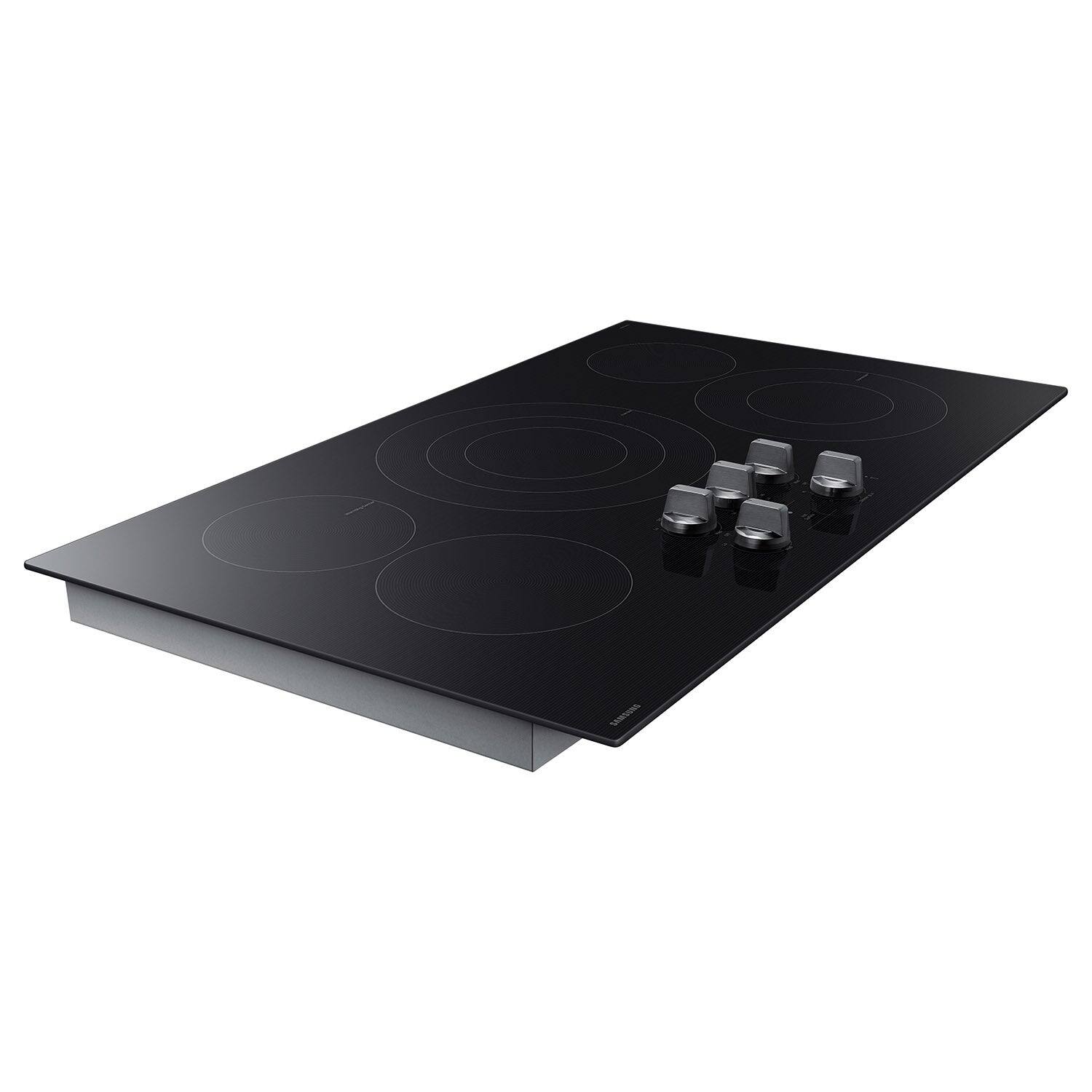 Alt View 20. Samsung - 36" Electric Cooktop with 5 Burners and ENERGY STAR Certified Cooktop with Illuminated Knobs - Black.