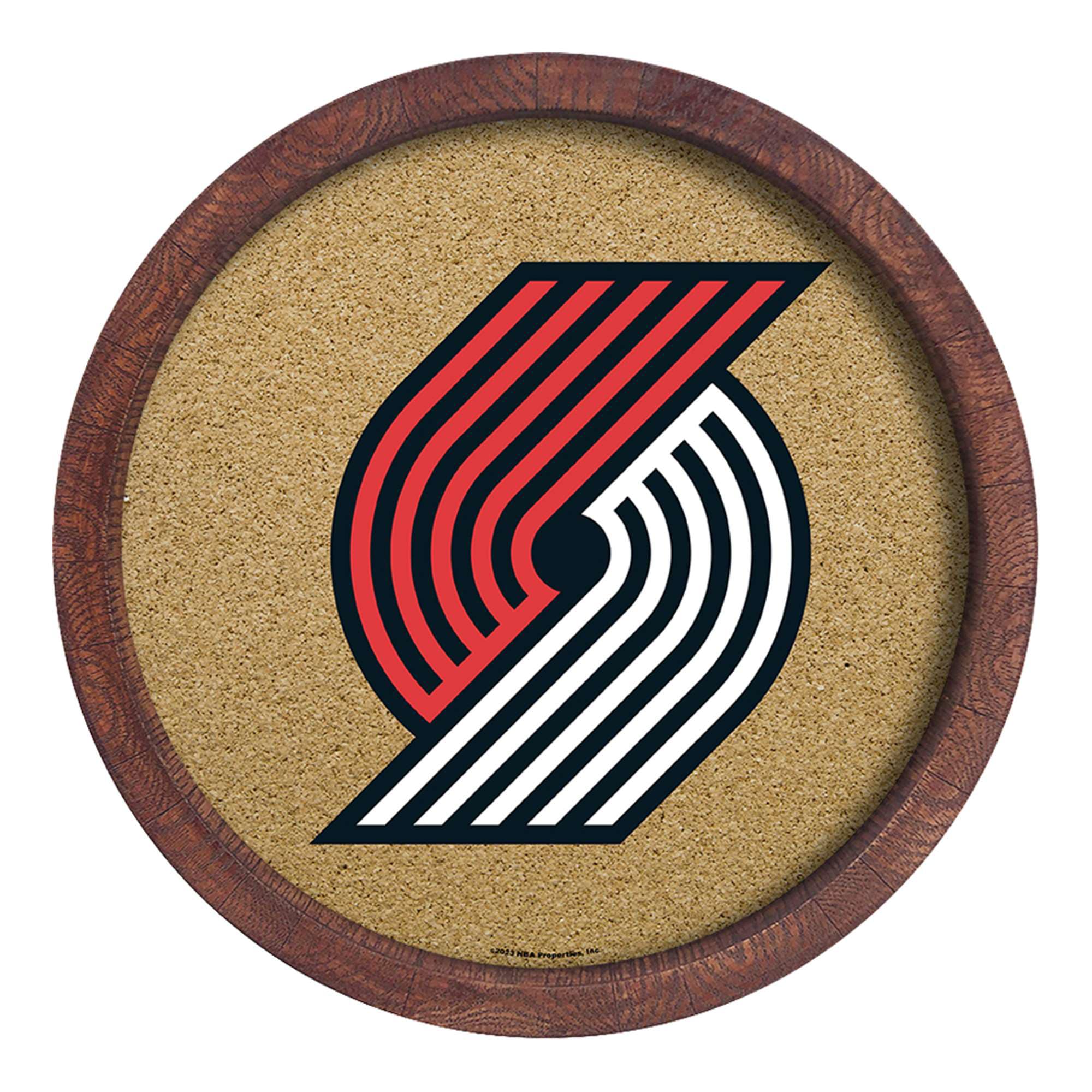 Portland Trail Blazers 20.25'' Round Faux Barrel Framed Cork Board