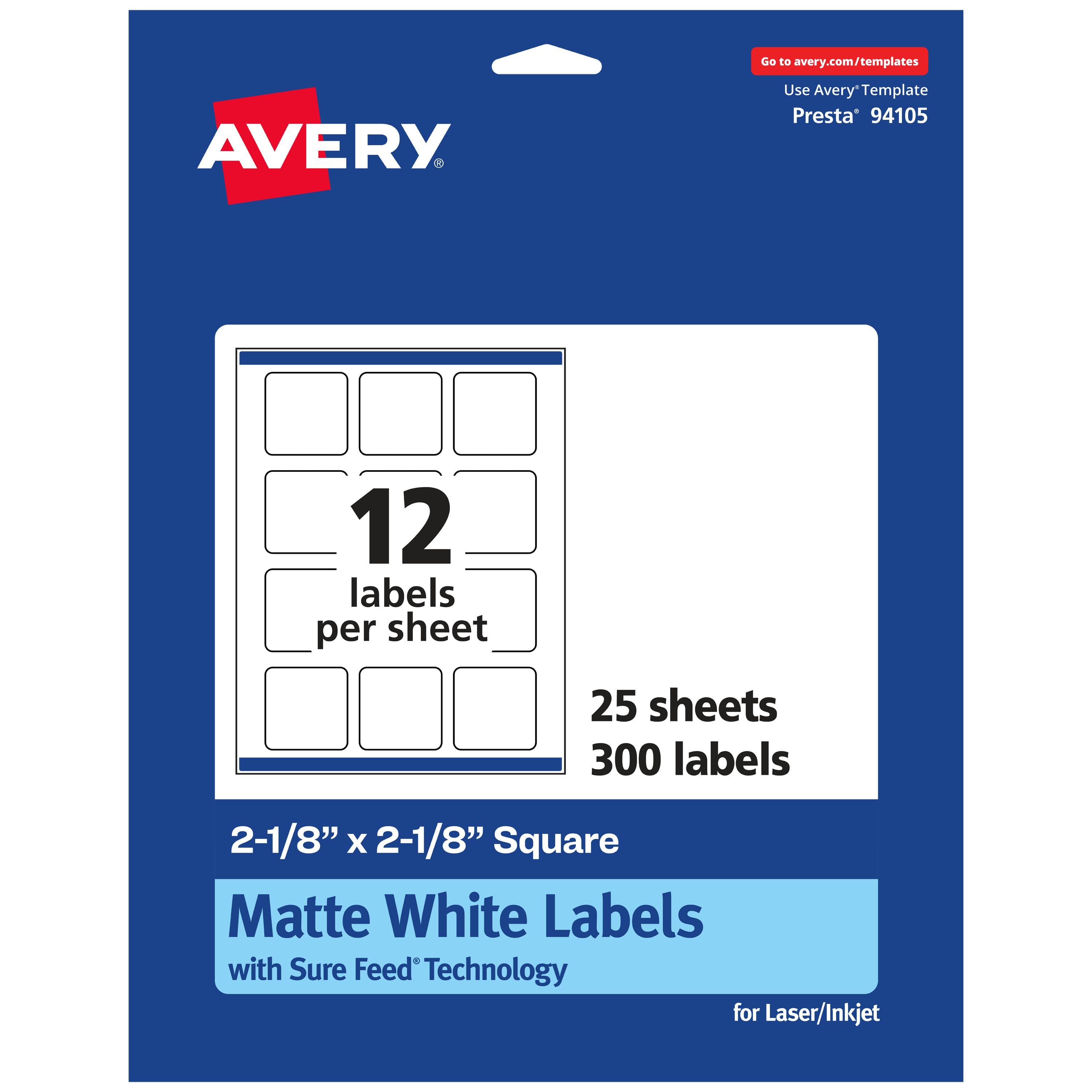 "Avery - Matte Square Labels, 2-1/8"" x 2-1/8"", 300 Labels - White" price history on PriceWatchPro