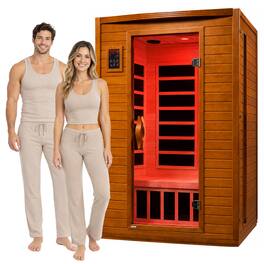 Dynamic Saunas - Andora 2-Person Low EMF FAR Infrared Sauna, Canadian Hemlock Wood - Natural Wood