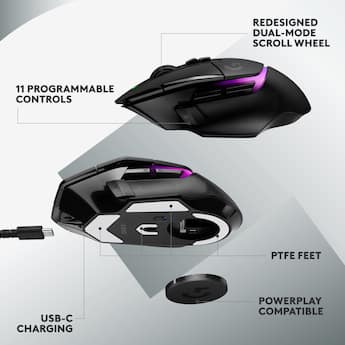 Logitech G502 X PLUS LIGHTSPEED Wireless Optical Gaming Mouse with Logitech G502 X PLUS LIGHTSPEED Wireless Optical Gaming Mouse with