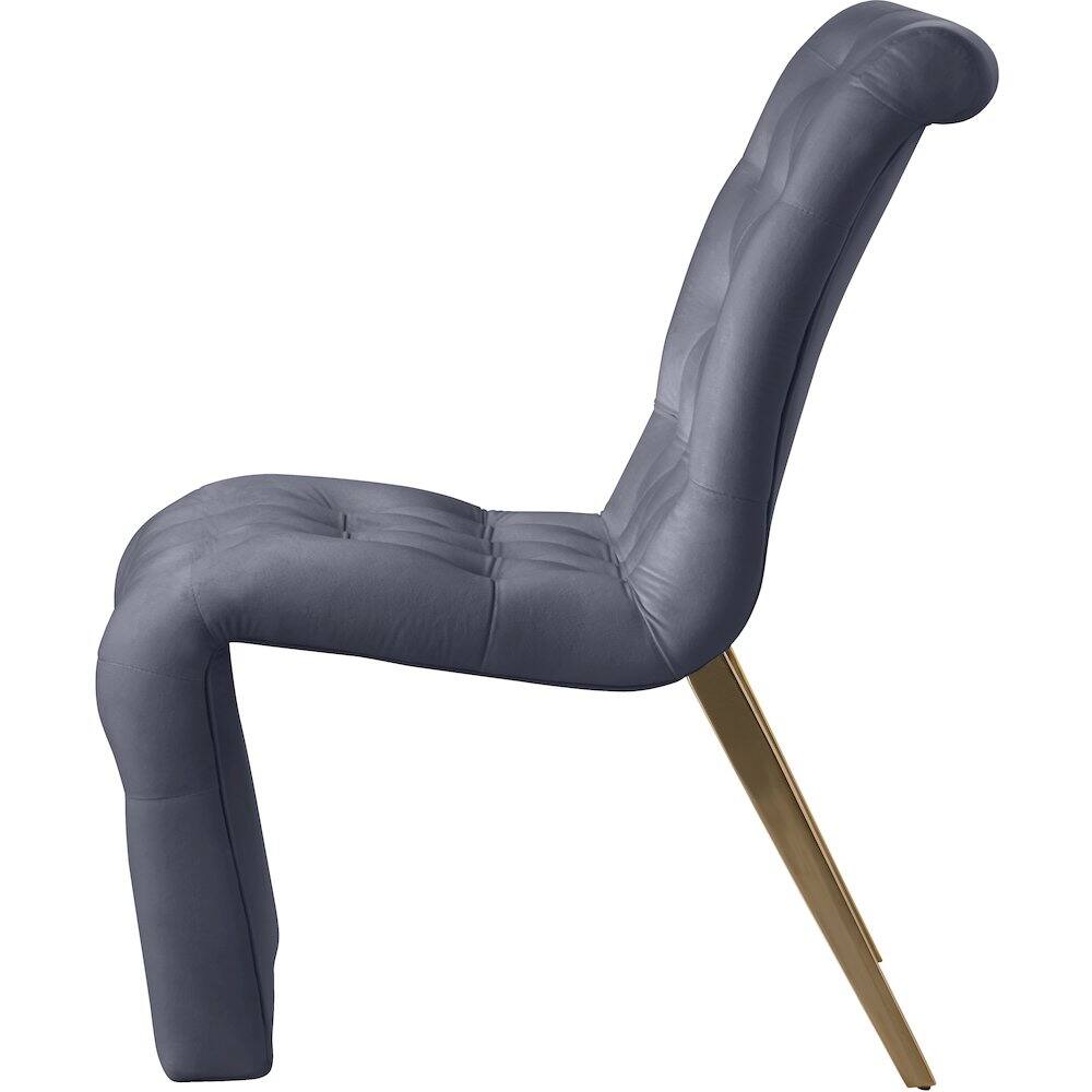 Alt View 2. Meridian Furniture - Curve Grey Velvet Dining Chair, Set of 2 - Grey.