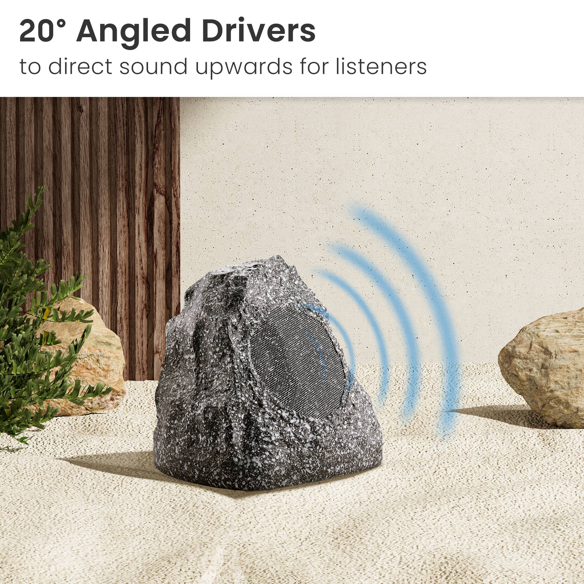 20° Angled Drivers  
to direct sound upwards for listeners