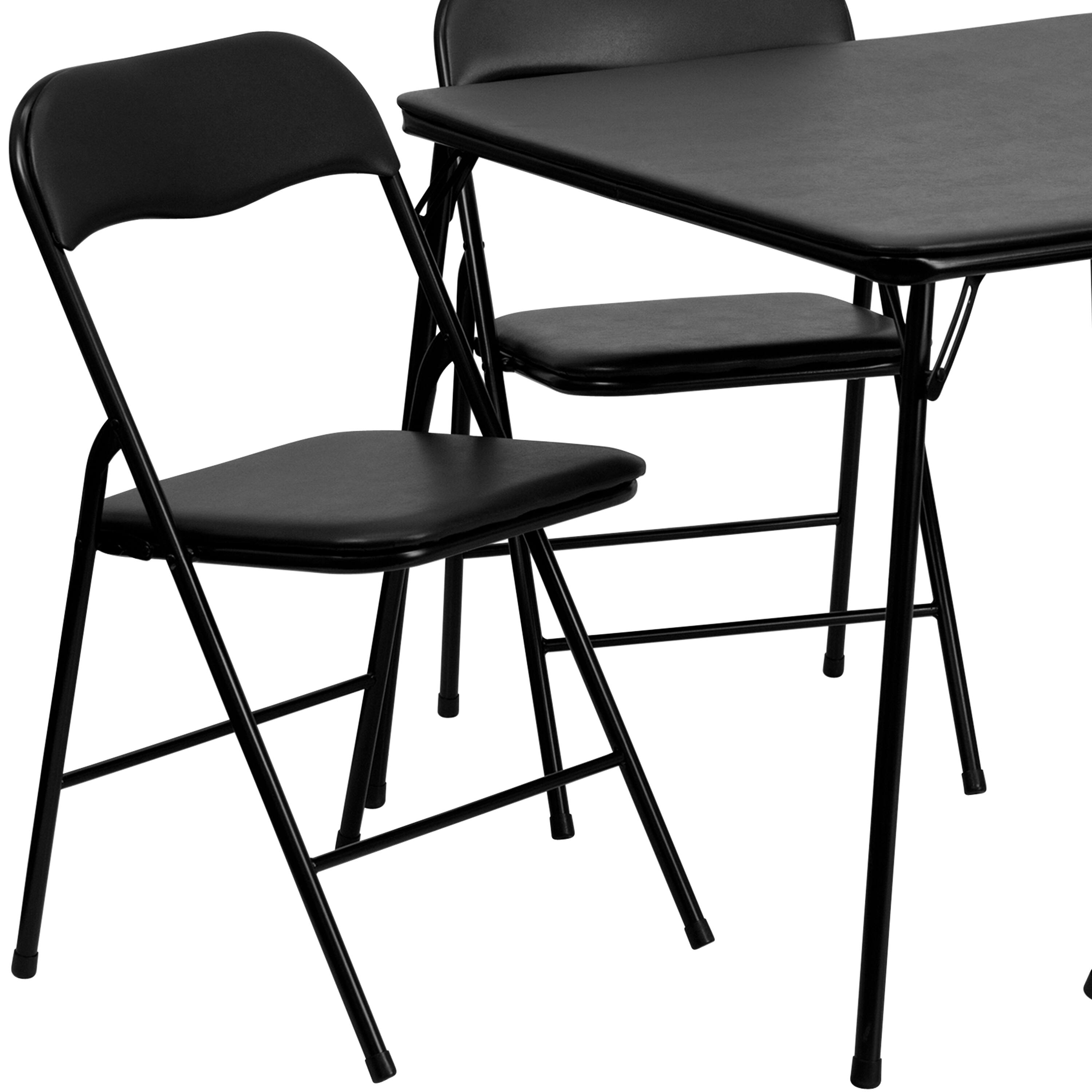 Alt View 8. Emma + Oliver - 5 Piece Folding Card Table and Chair Set - Black.