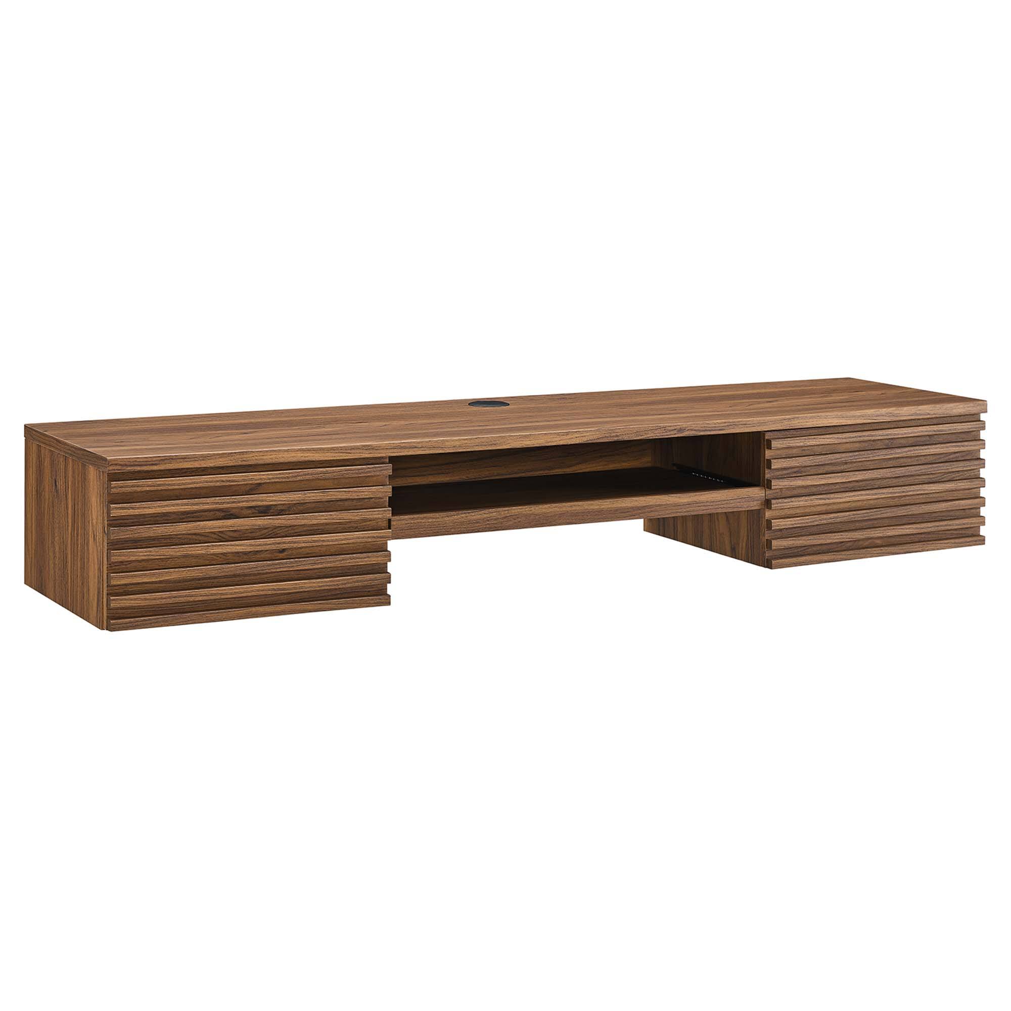 Angle. Modway - Render Wall Mount Wood Office Desk by Modway - Walnut.