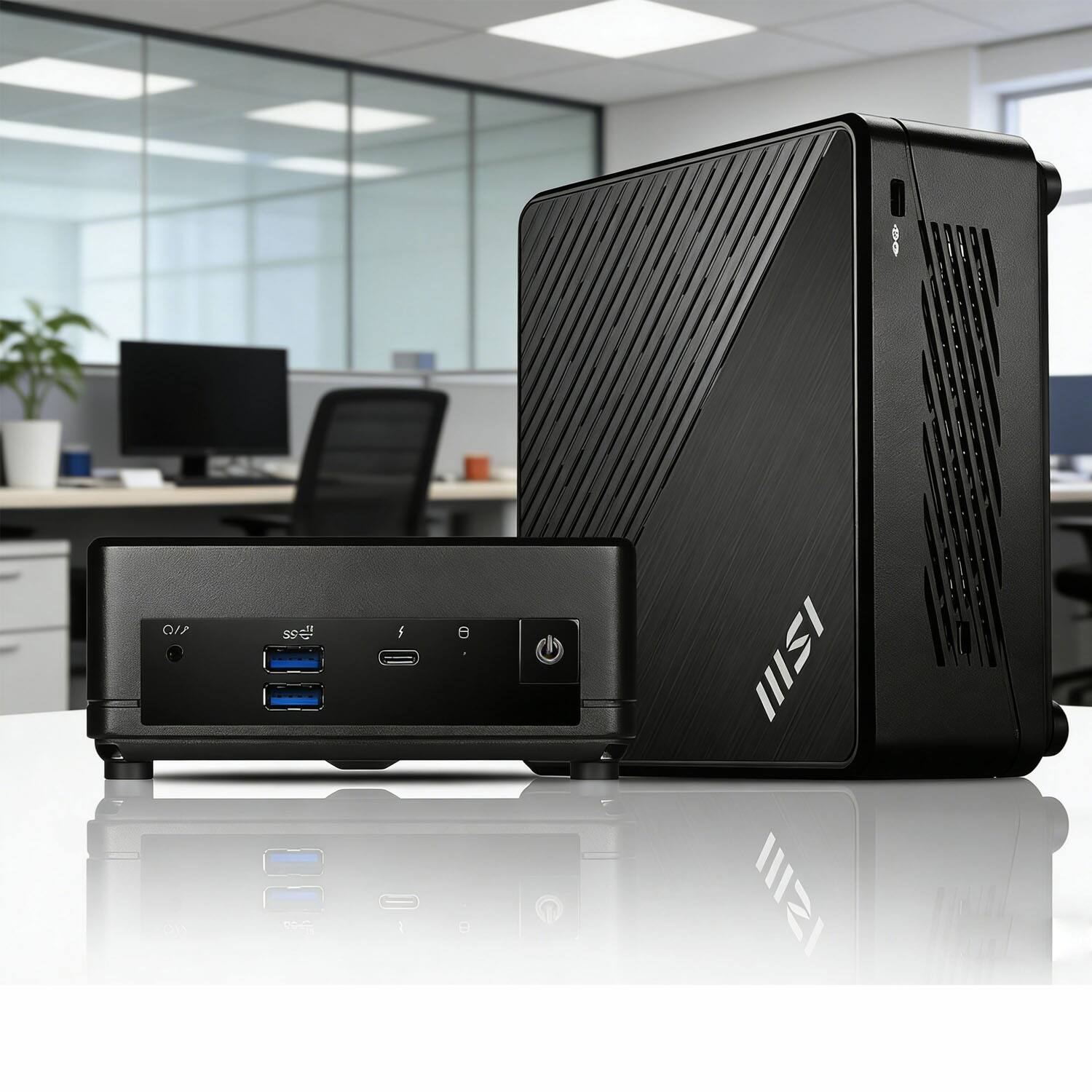 Alt View 2. MSI - Cubi 5 Business Mini Desktop - Intel Core i5-1235U - 32GB RAM, 1TB SSD - Windows 11 Pro - Black - Black.