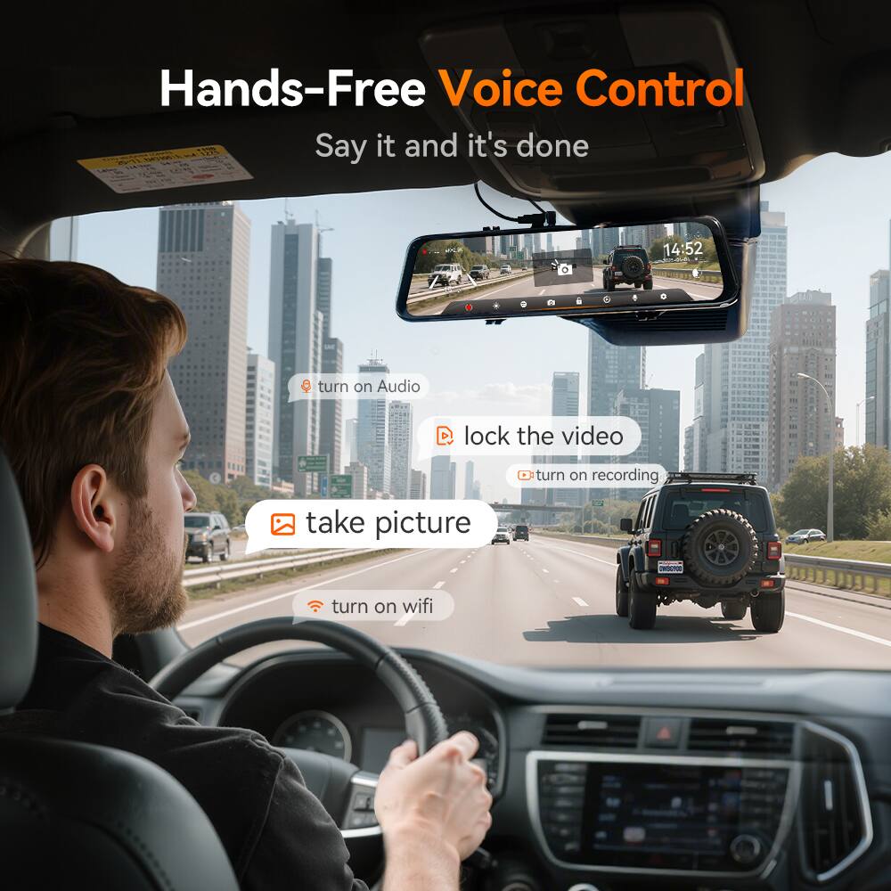 Hands-Free Voice Control  
Say it and it's done  

- turn on Audio  
- lock the video  
- take picture  
- turn on recording  
- turn on wifi