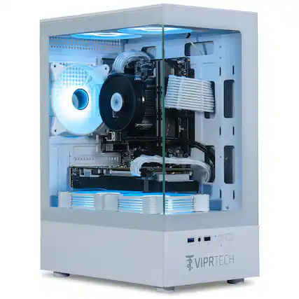 Front. ViprTech - ViprTech Stryker Gaming PC - Intel i5-9400F (4.1GHz), GTX 1660 Super 6GB, 16GB DDR4 3200, 1TB NVMe SSD, Computer, White - White.