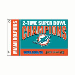 Evergreen Enterprises - Miami Dolphins 3' x 5' Super Bowl Champions Single-Sided Flag - Green