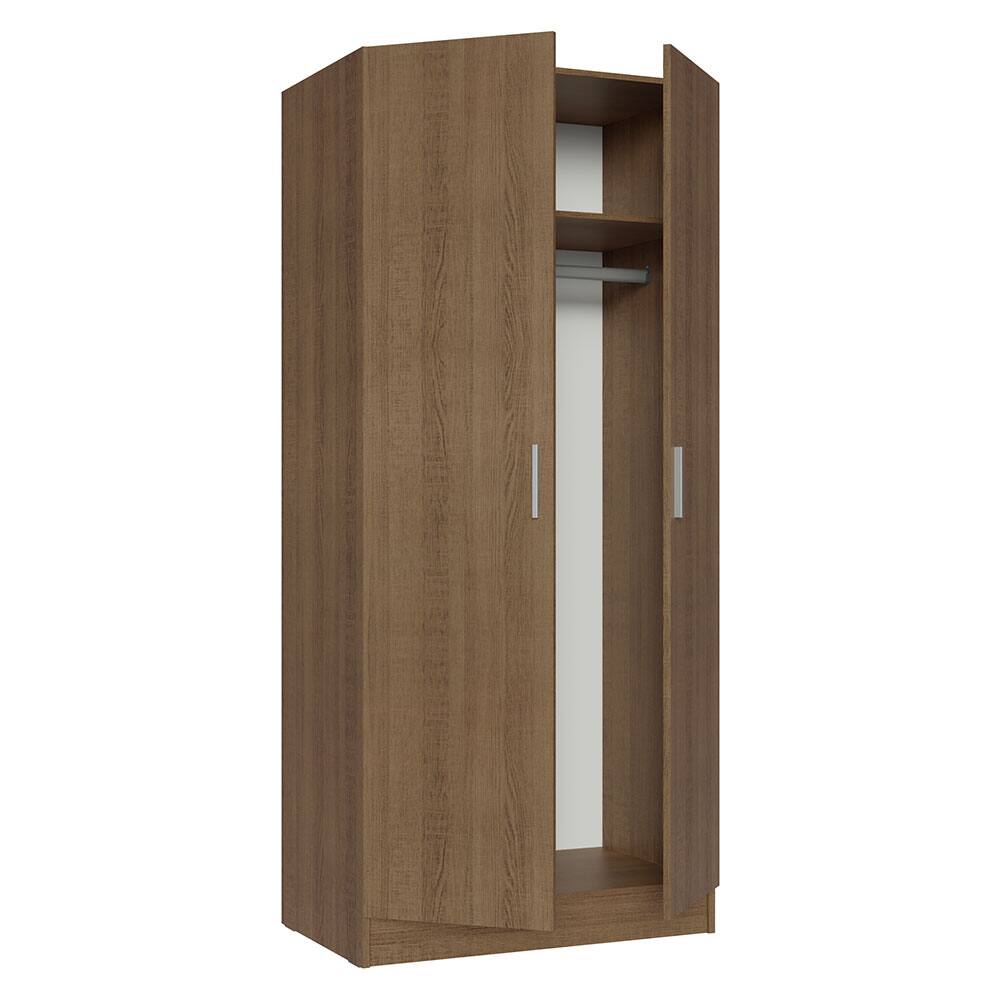 Back. Madesa - Madesa 2 Door Wardrobe with Ample Shelf and Hanging Space 31"L - Rustic - Brown.