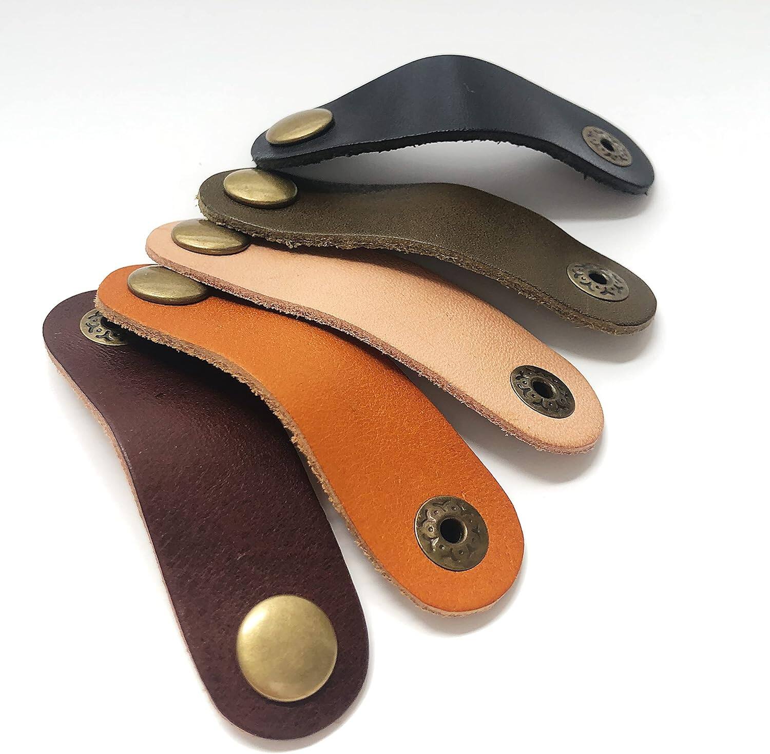 Alt View 1. THIRSTY TURTLE - 12-Pack Leather Cable Straps – Portable Cord Organizer for Earphones & Cords.