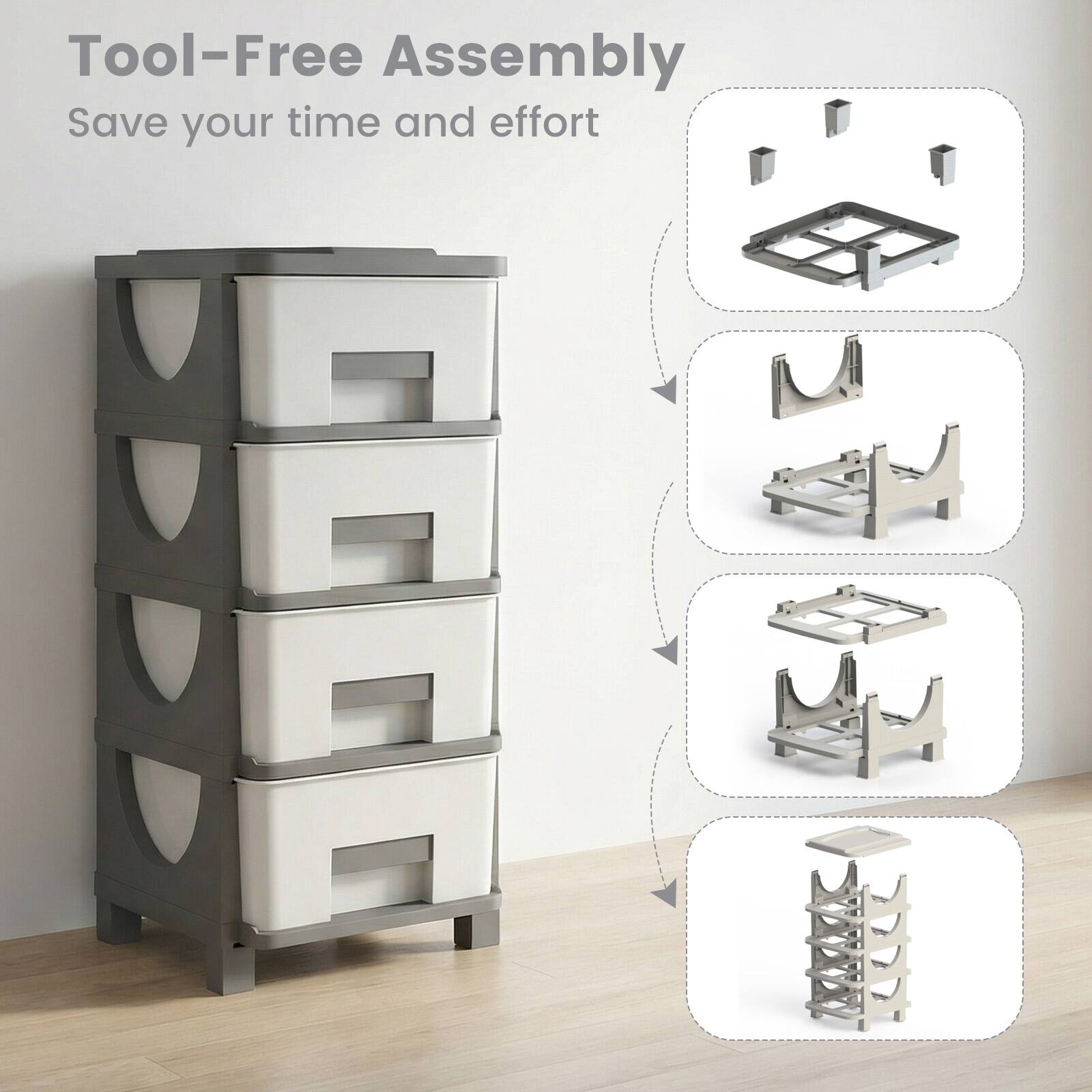 Tool-Free Assembly  
Save your time and effort