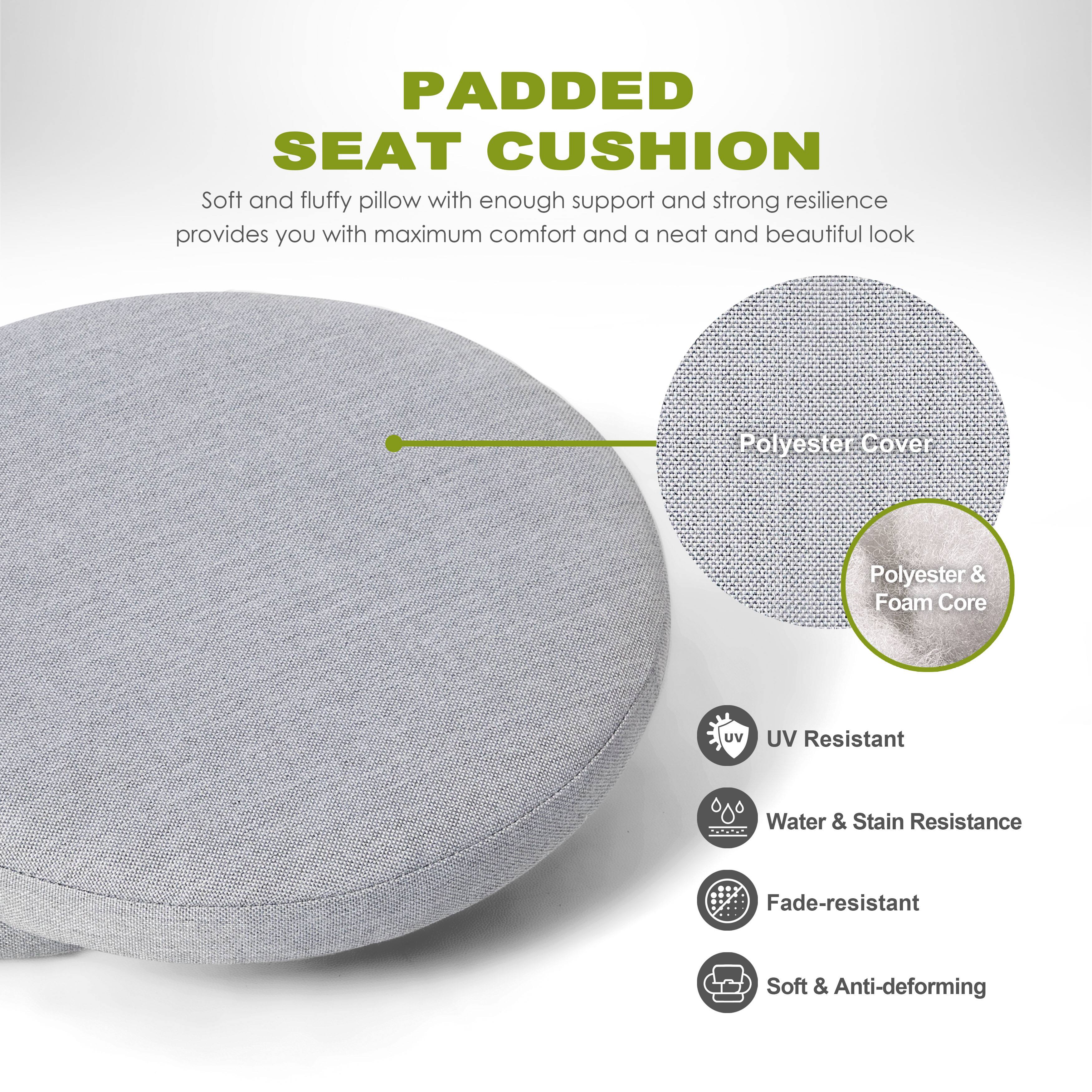 PADDED SEAT CUSHION

Soft and fluffy pillow with enough support and strong resilience provides you with maximum comfort and a neat and beautiful look

- Polyester Cover
- Polyester & Foam Core

Features:
- UV Resistant
- Water & Stain Resistance
- Fade-resistant
- Soft & Anti-deforming