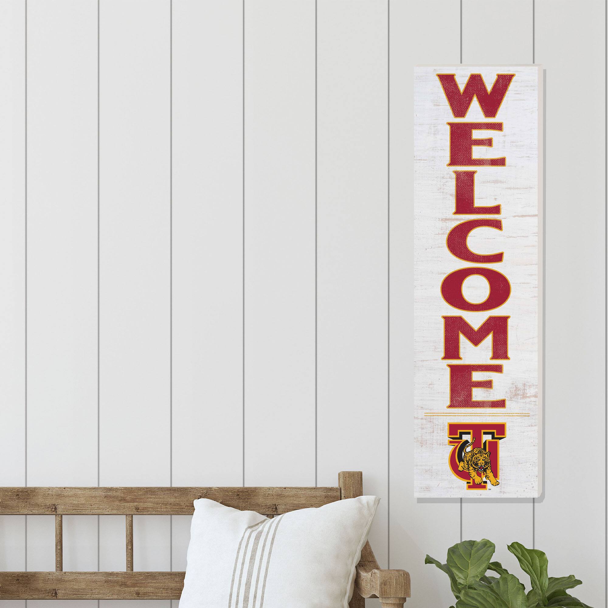 Alt View 1. Jardine - Tuskegee Golden Tigers 10'' x 35'' Indoor/Outdoor Welcome Sign - Crimson.