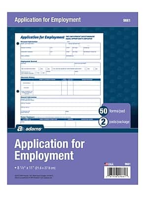 Adams - Employment Applications, 50/Pad, 2 Pads/Pack - White/Blue