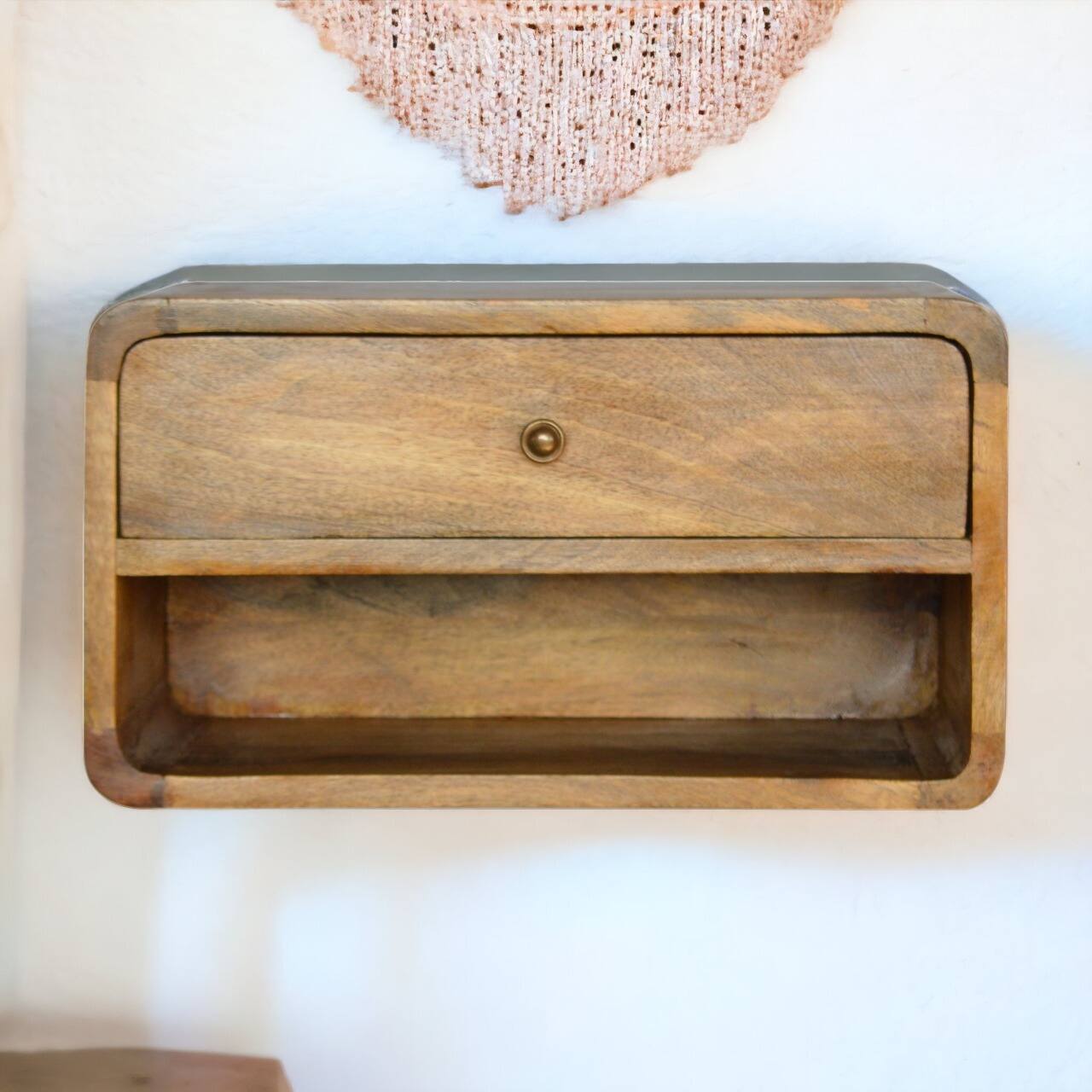 Alt View 7. Artisan Furniture - Artisan Furniture Solid Wood Floating Curve Open Slot Nightstand, 1 Drawer, 1 Open Slot, Oak-ish, Light Brown - Oak.