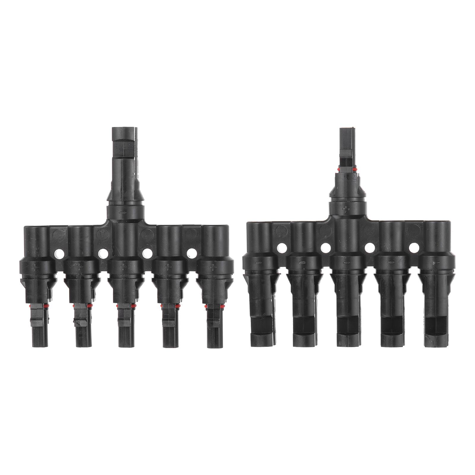 Front. Unique Bargains - A Pair T-Shaped Branch Connector 1 to 5 Male/Female for Solar Panel Parallel Connection - Black.