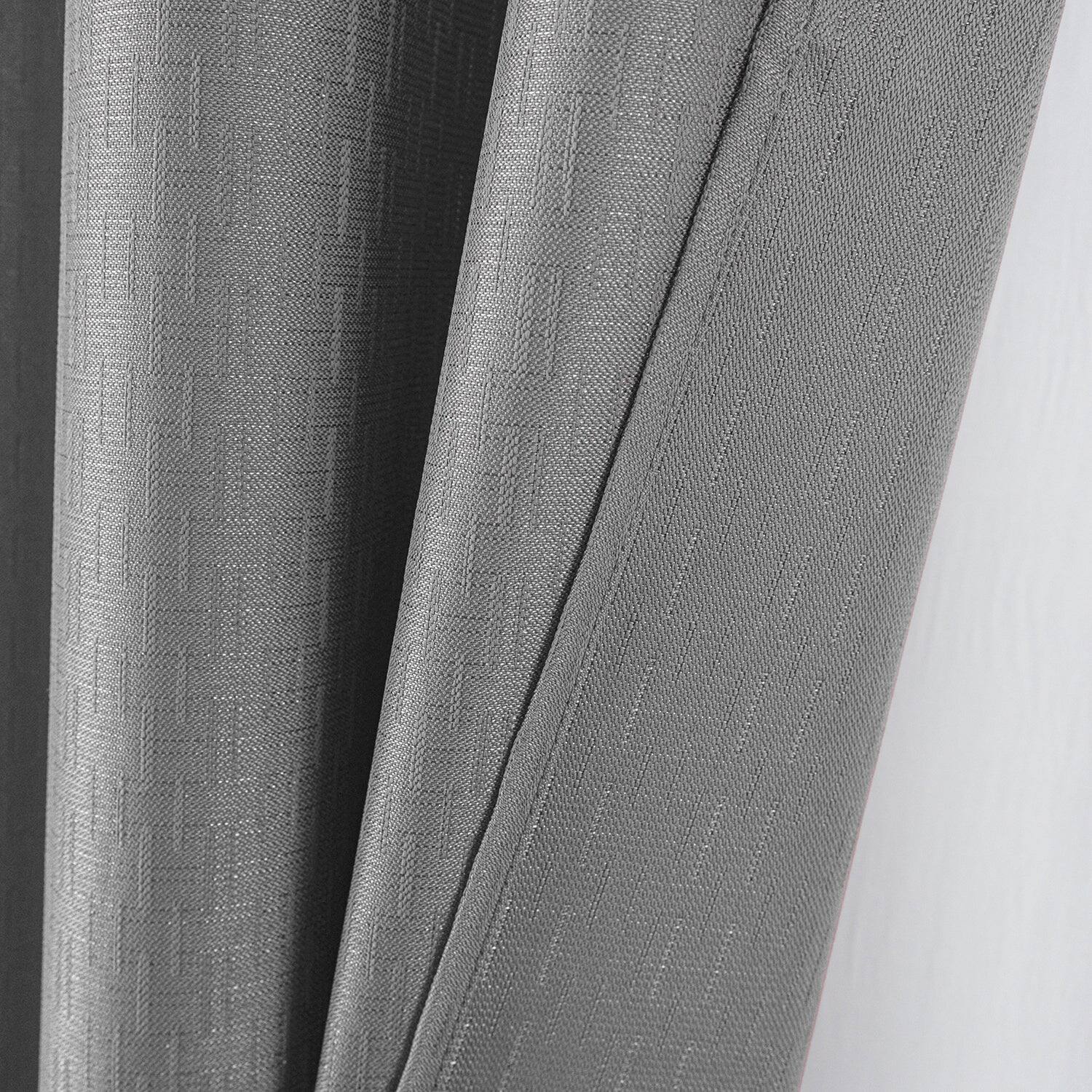 Left. RT Designers Collection - RT Designers Collection 100% Polyester 140 GSM Sedona Jacquard Grommet Curtain Panel 54" x 90" Grey - Grey.