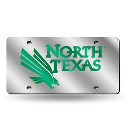 Rico Industries - North Texas Mean Green Mirrored Laser Cut License Plate Laser Tag - Multi
