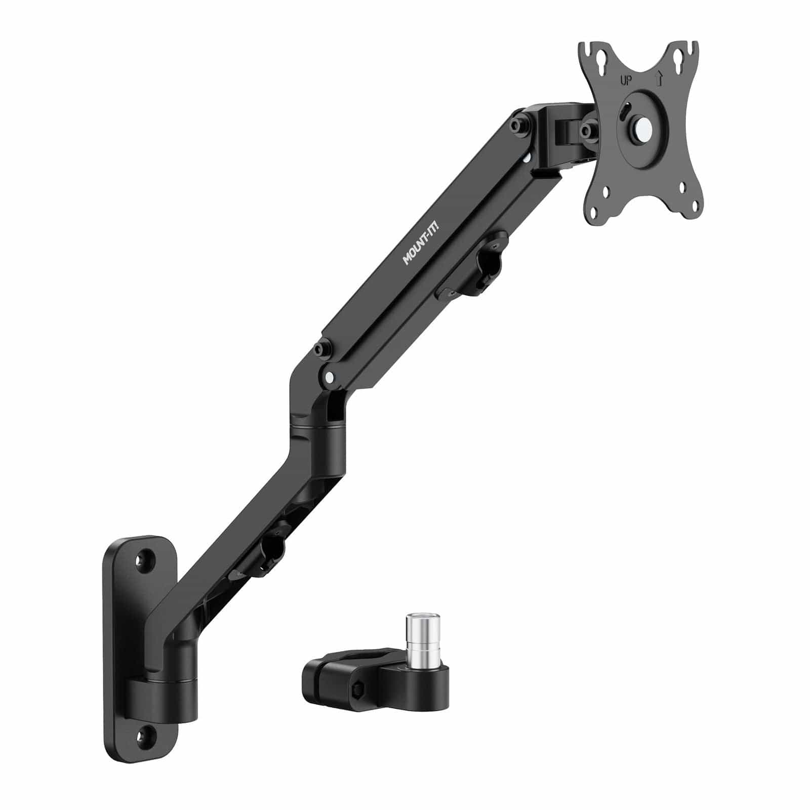 Alt View 6. Mount-It! - Counterbalance Monitor Mount for Wall & Pole, Fits 17"–32" Screens, Tilt & Swivel - Black.