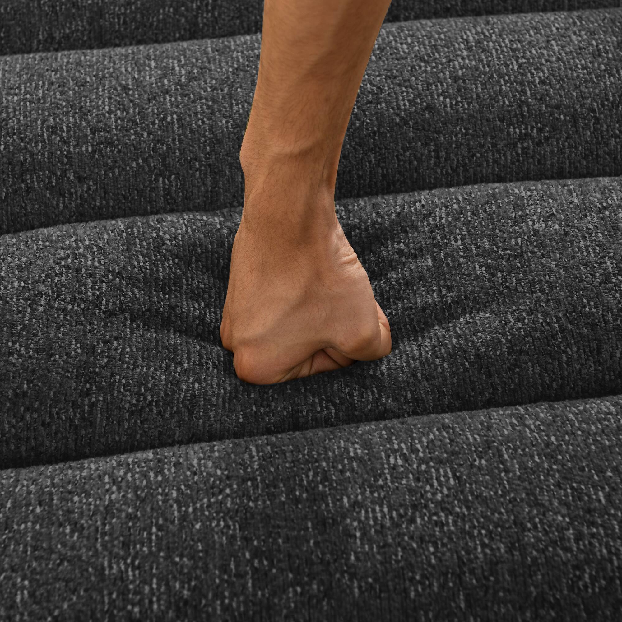 Alt View 1. Anysun - 106" L-Shape Chenille Modular Sofa with Chaise - Boneless Design, Wave Armrests, No Assembly for Living Room - Black.