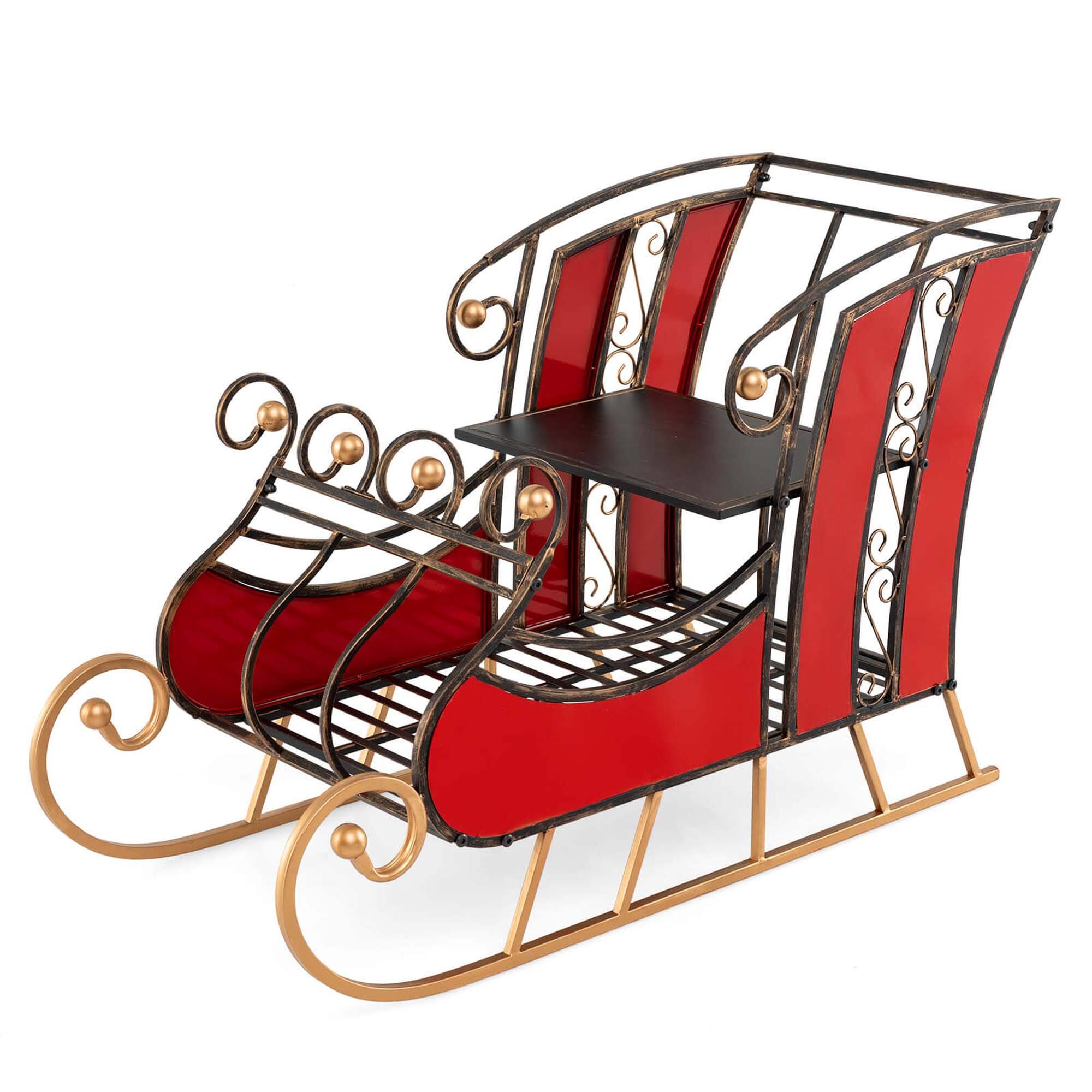 Alt View 9. Costway - Costway 23" Christmas Santa Sleigh with 2-Tier Storage Shelf Christmas Sleigh Decoration Advent Calendar - Red.