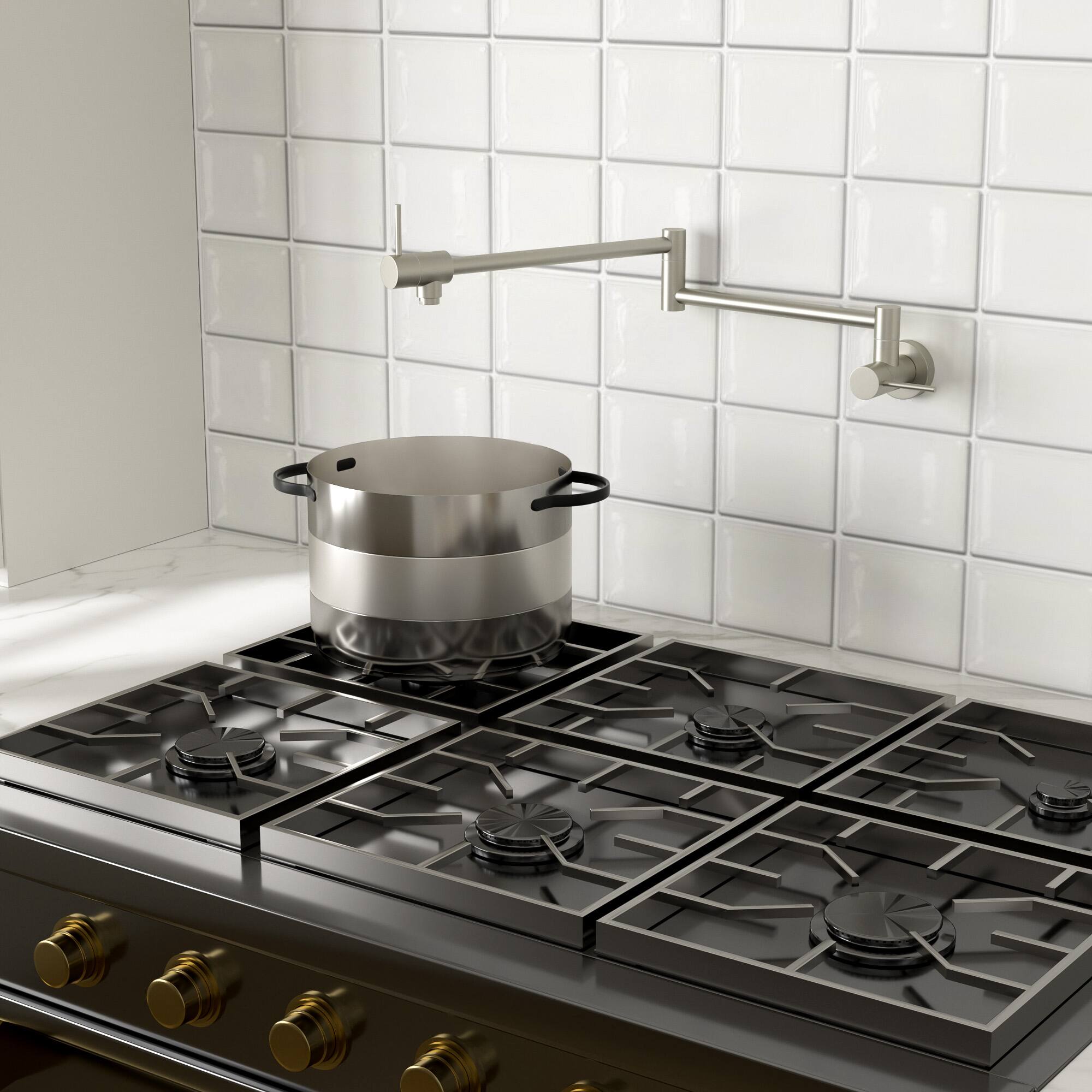 Left. Lordear - Brushed Nickel Mount Kitchen Sink Faucet Folding Stretchable with Single Hole Two Handles - Brushed Nickel.