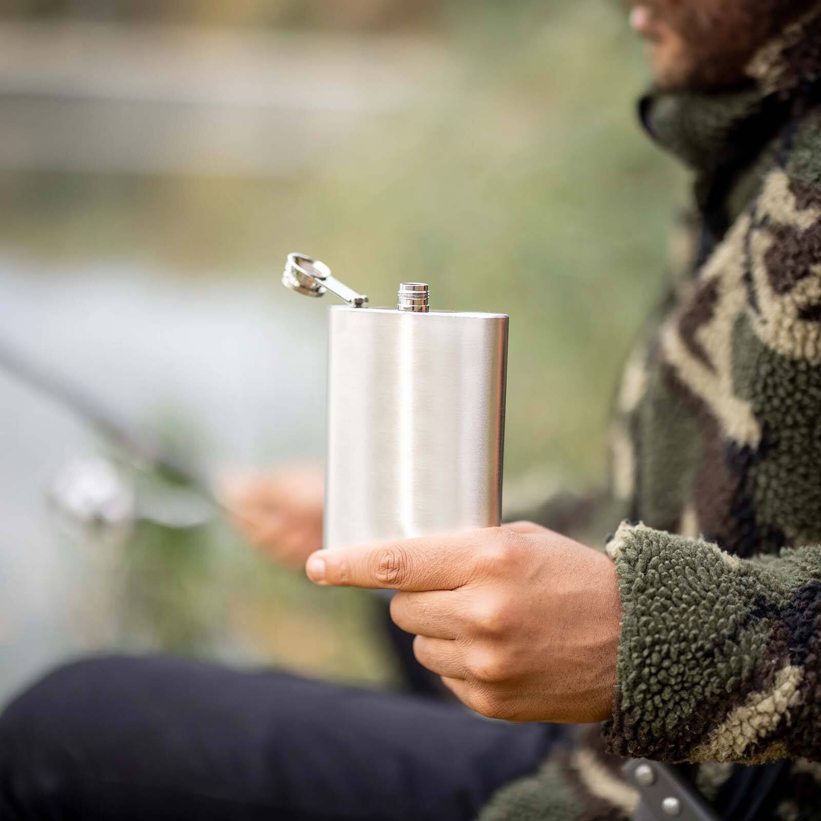 Alt View 2. Final Touch - Stainless Steel Flask - Silver.