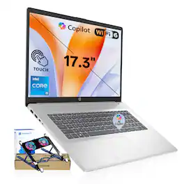 HP - Upgraded - 17.3" HD+ Touch Laptop - Intel Core i5-1335U - 16GB RAM 2TB SSD - Copilot -laptop Cooler - Silver