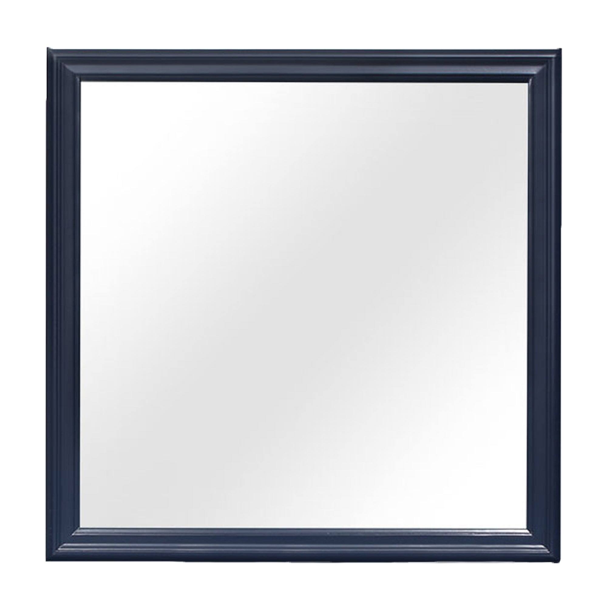 Back. BreeBe - Charlston Blue Mirror with Tempered Glass and Solid Wood Frame, 38.19 Inches - Blue.