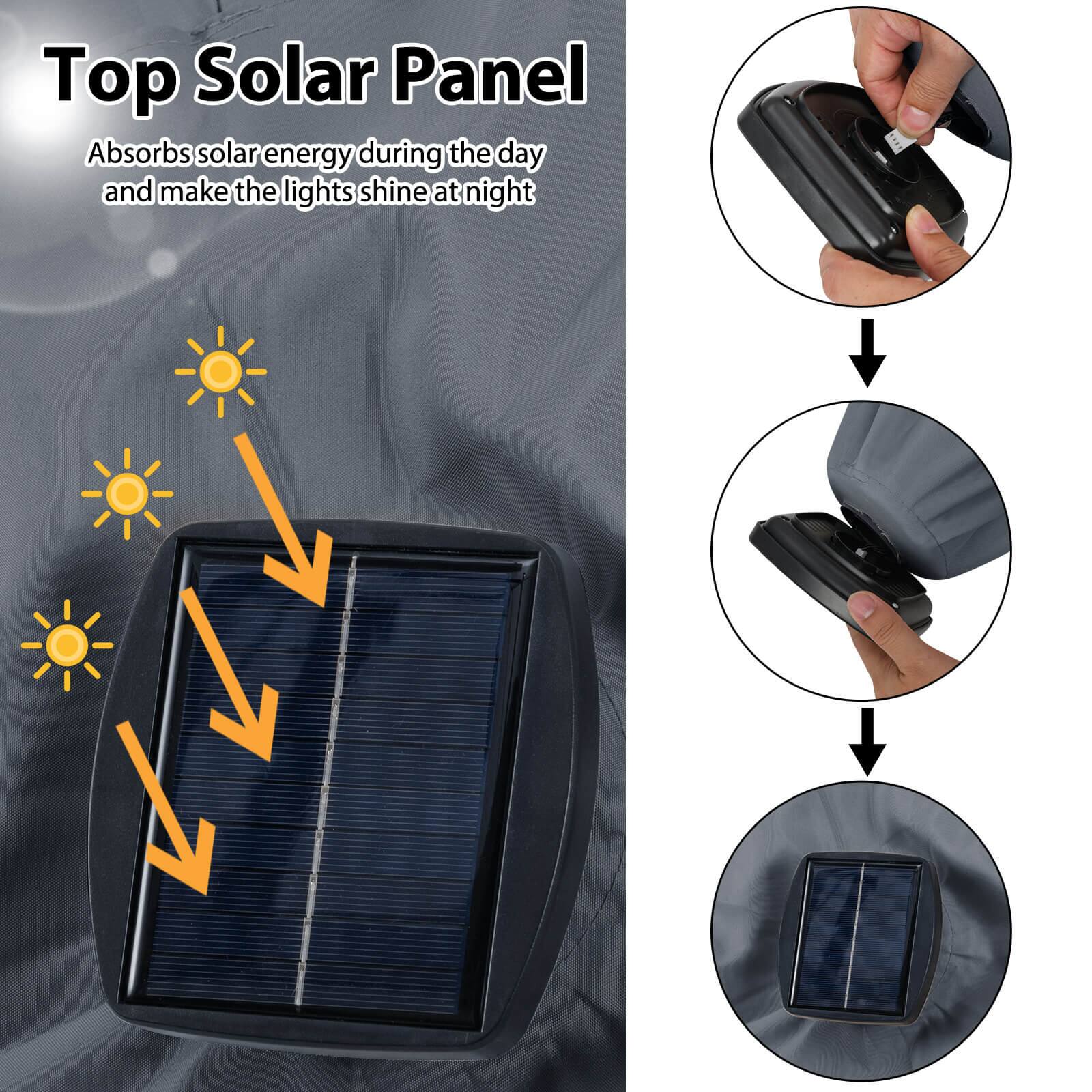 Top Solar Panel  
Absorbs solar energy during the day and makes the lights shine at night