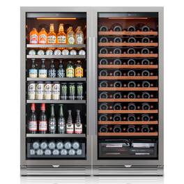 Ca'Lefort - 48 inch Wine and Beverage Cooler Refrigerator 238 Cans +90 Bottle ,Built-In 3-Color LED Lighting,for Home Bar - Stainless Steel