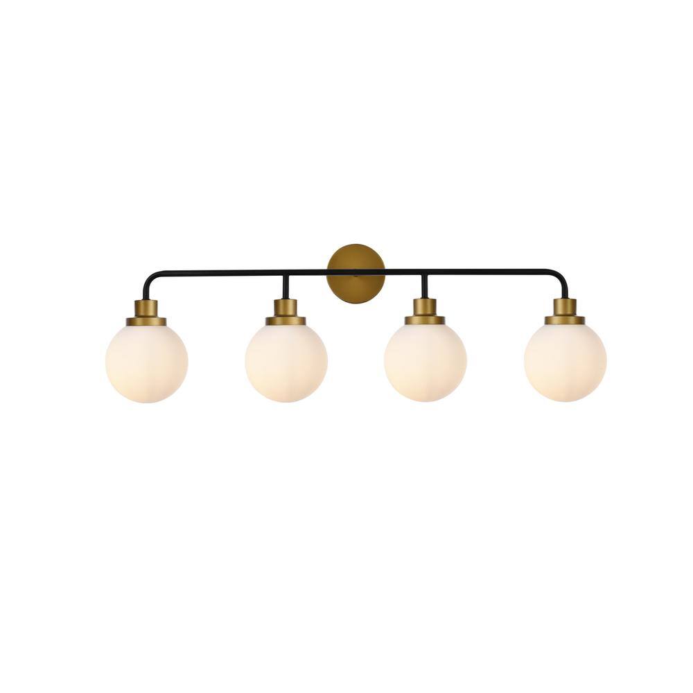 Alt View 3. Living District - Hanson 4 lights bath sconce in black with brass with frosted shade - Black And Brass And Frosted Shade.