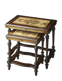 Butler Specialty - Gregorio Rectangular Stone and Wood Set of 2 Nesting Tables - Multi-Color