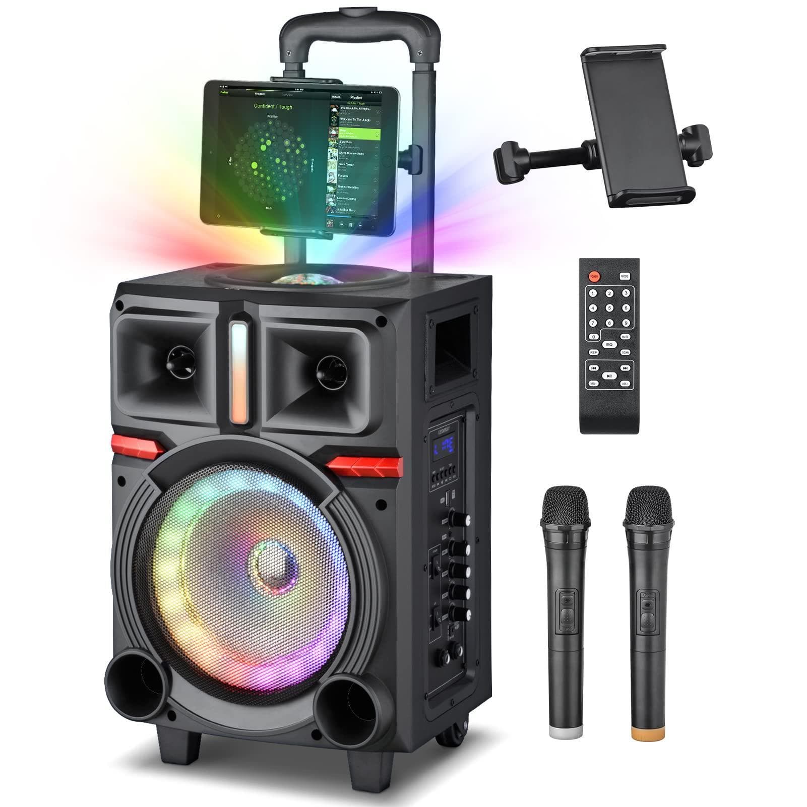 Cedar Assembly - Karaoke Machine With 2 Wireless Microphones For Adults - Portable Big Party Disco Lights Dj outdoor home - Default